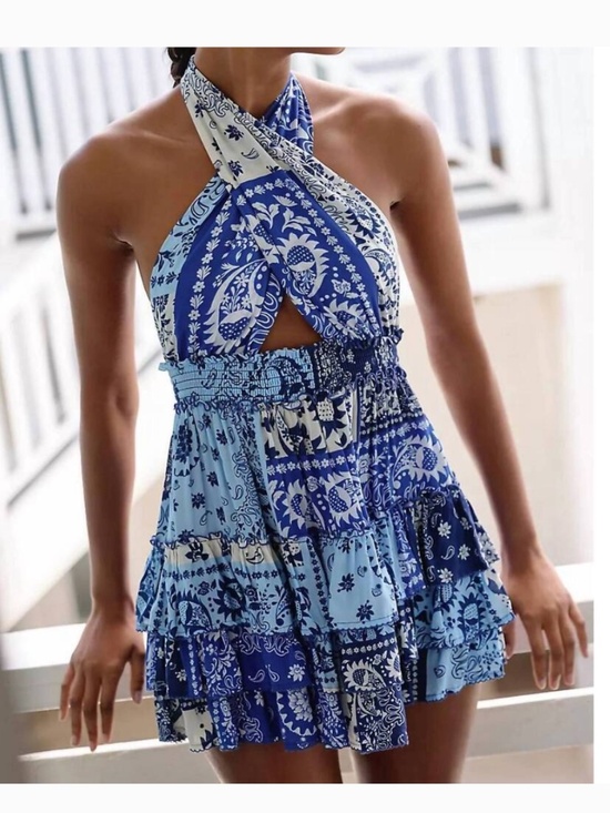 Agua Bendita Dresses & Skirts - Agua Bendit Medium M Maona Halter printed mini dress bandana pattern